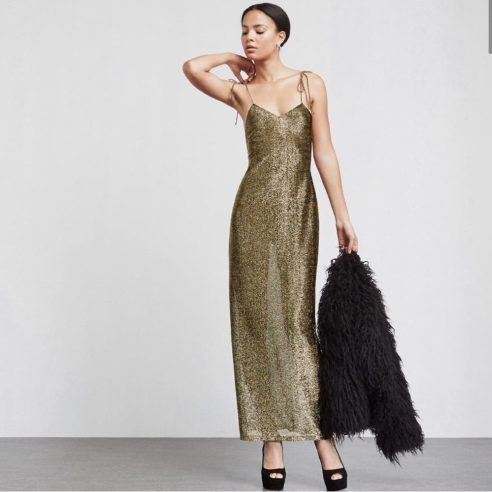 Reformation Gold Metallic Daiquiri Dress Size XXS